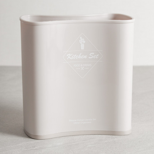 Light Khaki Silicone Utensil Bucket and Tray