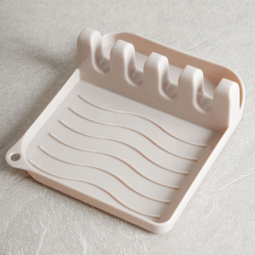 Light Khaki Silicone Utensil Bucket and Tray 3