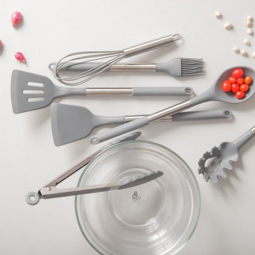 Slate Grey Silicone Slotted Spoon 3