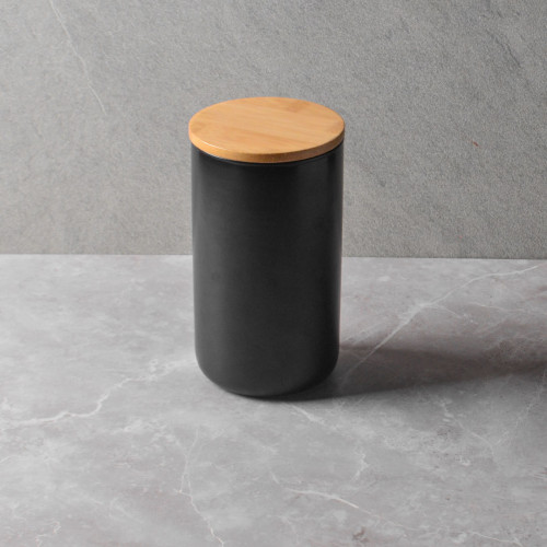 Ceramic Food Jar Black with Lid 260ml 3