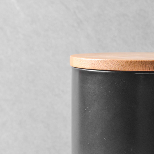 Ceramic Food Jar Black with Lid 260ml 5