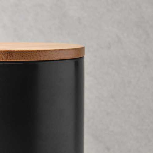 Ceramic Food Jar Black with Lid 260ml 6