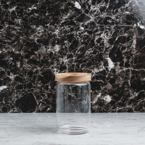 Glass Food Jar with Wooden Lid 750ml (F10)