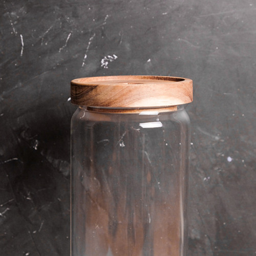 Glass Food Jar with Wooden Lid 1800ml 2