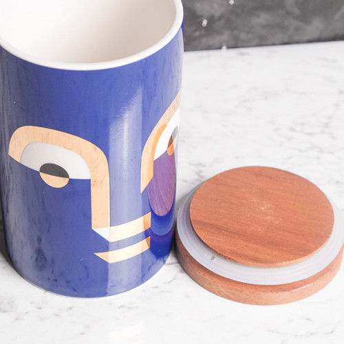 Face Expression Blue Kitchen Canister 2