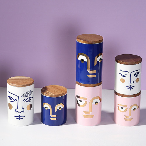 Face Expression Blue Kitchen Canister 4