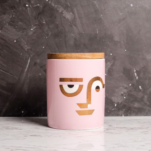 Face Expression Pink Kitchen Canister