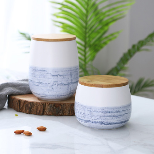 White & Blue Ceramic Food Jar 3