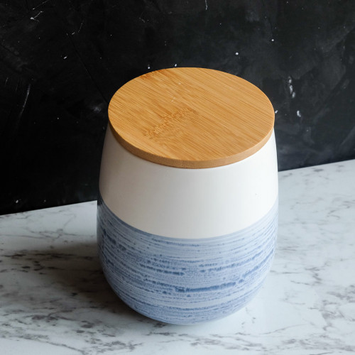White & Blue Ceramic Food Jar 6