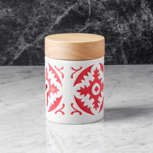 Snowflakes Red Food Jar