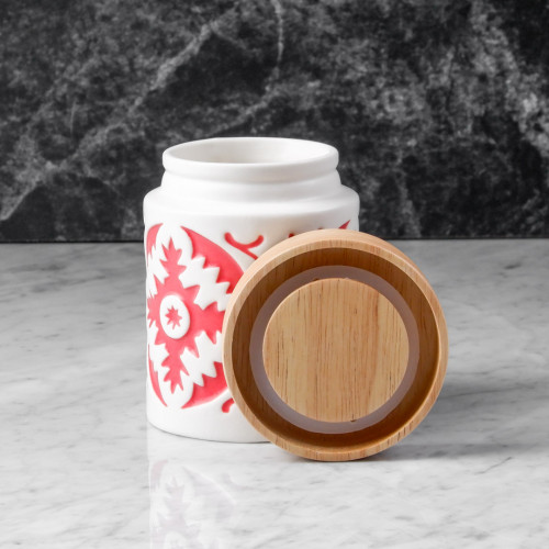 Snowflakes Red Food Jar 4