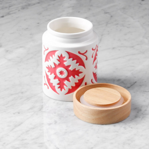 Snowflakes Red Food Jar 5