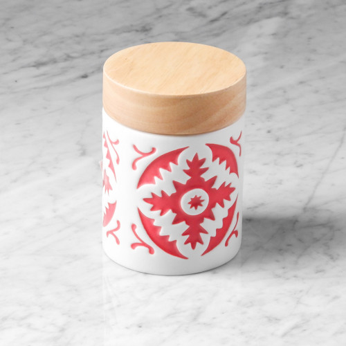 Snowflakes Red Food Jar 6