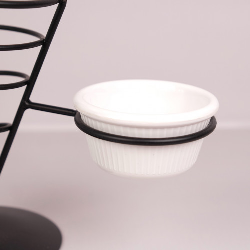 CHIPS BASKETS BLACK W SAUCE DISH 11.8 cm 2