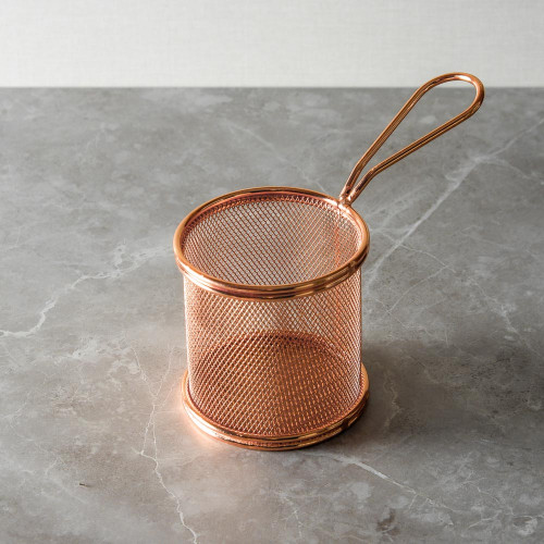 CHIPS BASKETS ROSEGOLD ROUND 8.7cm
