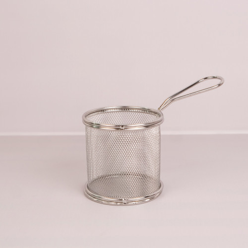 CHIPS BASKETS SILVER ROUND 10cm