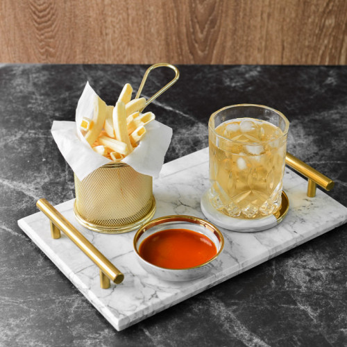 CHIPS BASKETS YELLOW GOLD ROUND 8.7cm 2