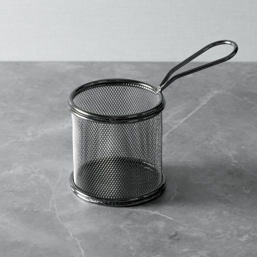 CHIPS BASKETS METALLIC GREY ROUND 8.7cm