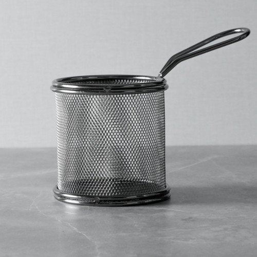 CHIPS BASKETS METALLIC GREY ROUND 8.7cm 3