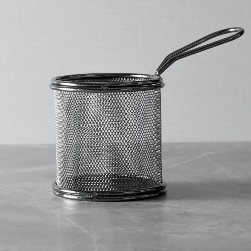 CHIPS BASKETS METALLIC GREY ROUND 8.7cm 3