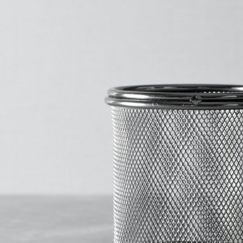 CHIPS BASKETS METALLIC GREY ROUND 8.7cm 4