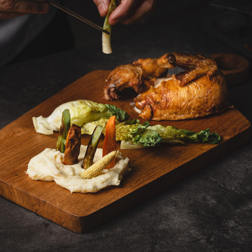 Teak Wooden Serving Board W Handle 42 x 23cm 4