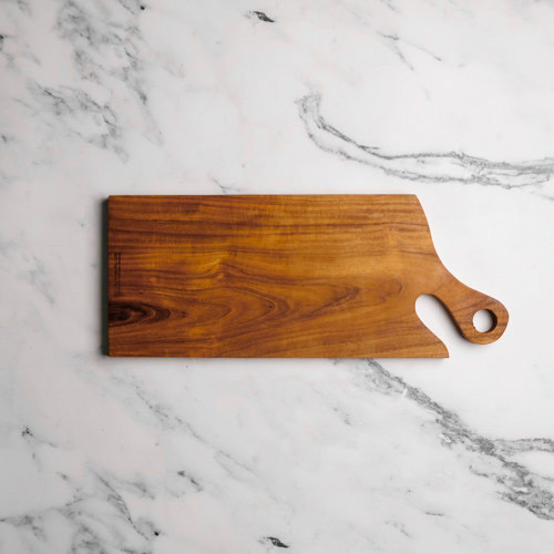 Teak Wooden Serving Board W Handle 40.5 x 16.2cm