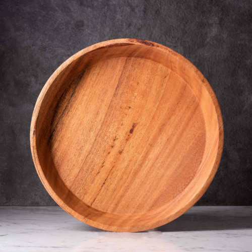 Mahogany Wooden Serving Plate Round 24.5cm 2