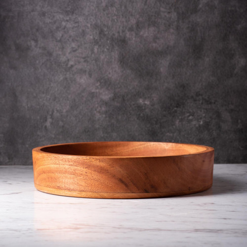 Mahogany Wooden High-Rim Plate 24cm