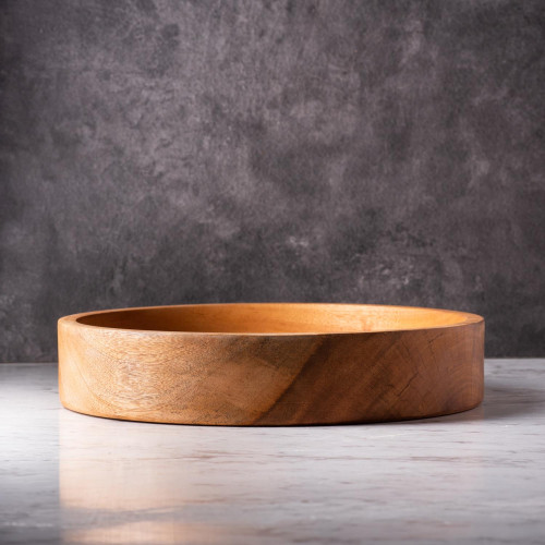 Mahogany Wooden High-Rim Plate 24cm