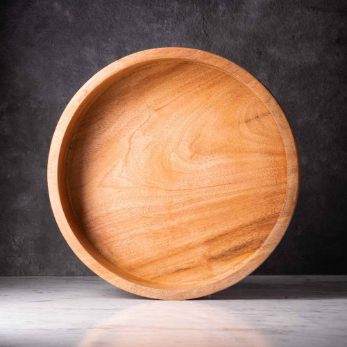 Mahogany Wooden High-Rim Plate 24cm 2