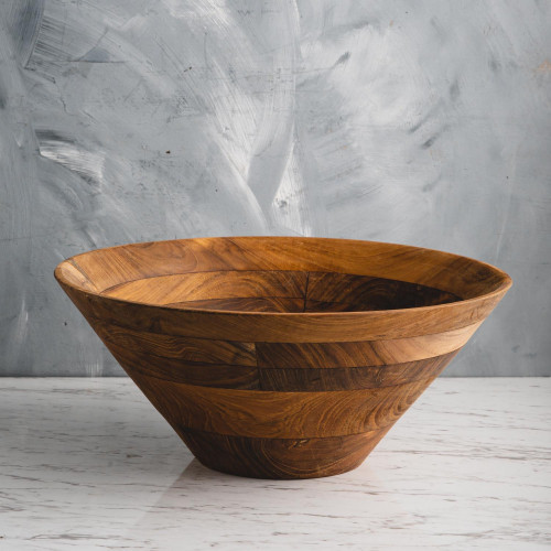 Teak Large Wooden Bowl 34cm