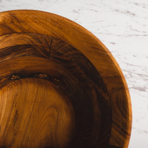 Teak Large Wooden Bowl 34cm 3