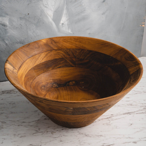 Teak Large Wooden Bowl 34cm 4
