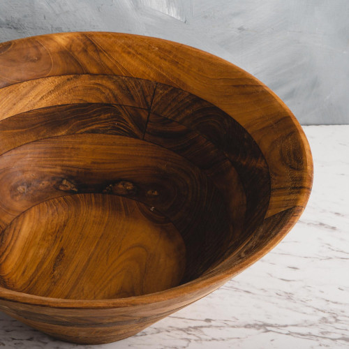 Teak Large Wooden Bowl 34cm 5