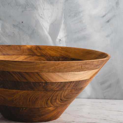 Teak Large Wooden Bowl 34cm 6