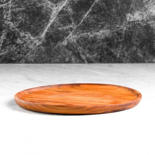Teak Flat Round Dinner Plate 24cm 2