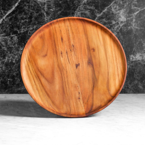 Teak Flat Round Dinner Plate 28cm