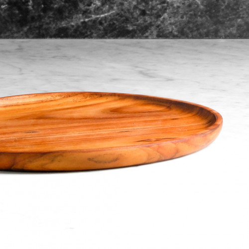 Teak Flat Round Dinner Plate 28cm 2