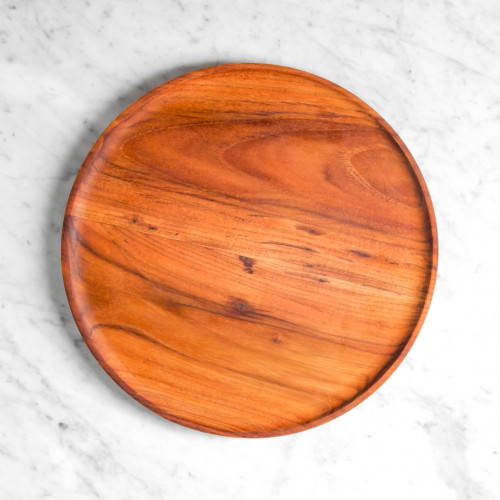 Teak Flat Round Dinner Plate 28cm 4