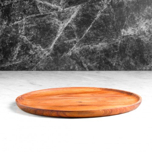 Teak Flat Round Dinner Plate 28cm 5