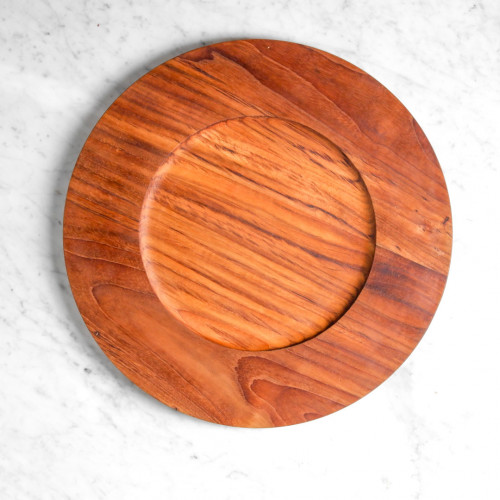 Teak Round Large Platter 36.5 x 20cm