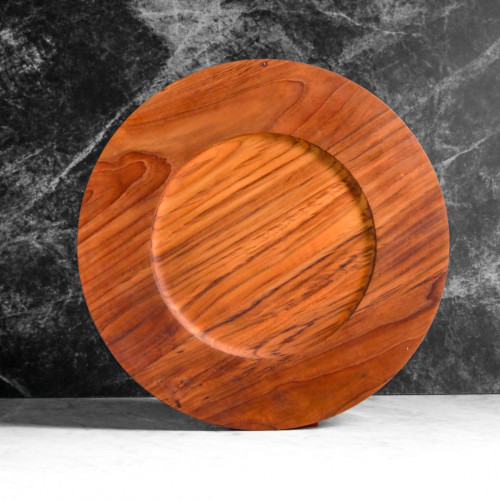 Teak Round Large Platter 36.5 x 20cm 2
