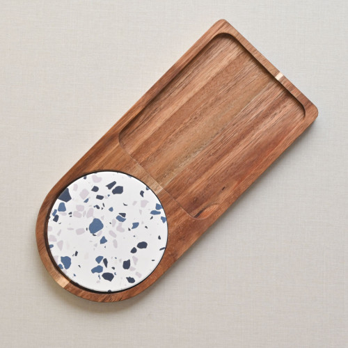 Breakfast Tray with Coaster Long Semi Circle - A