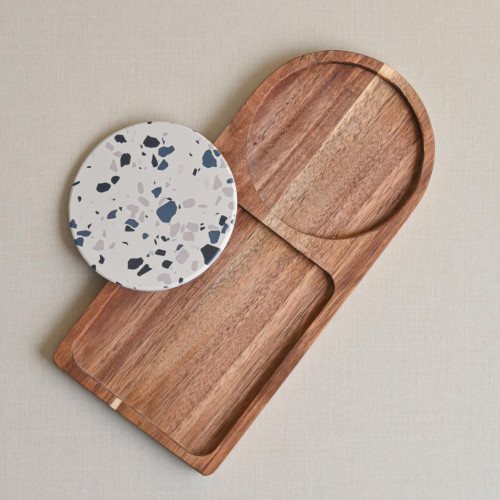Breakfast Tray with Coaster Long Semi Circle - A 2