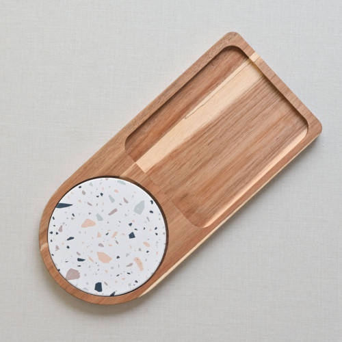 Breakfast Tray with Coaster Long Semi Circle - B