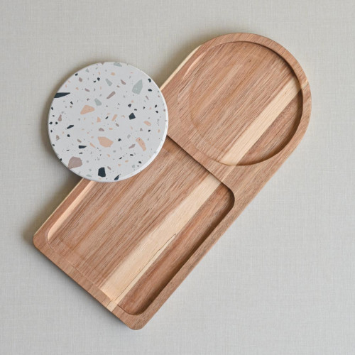 Breakfast Tray with Coaster Long Semi Circle - B 2