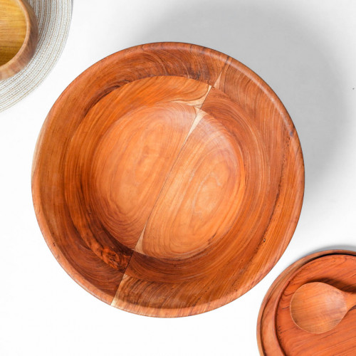 Teak Large Rounded Salad Bowl 35.5cm 3