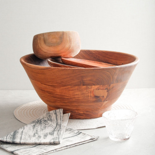Teak Large Rounded Salad Bowl 35.5cm 4