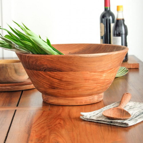 Teak Large Rounded Salad Bowl 35.5cm 6